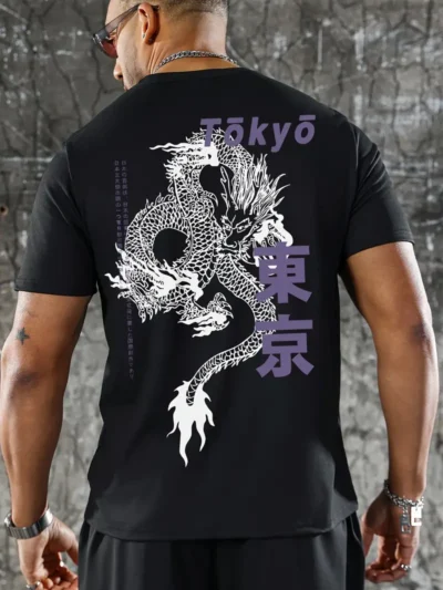 Free shipping special for you Exclusive offer Vibrant Tokyo Print Short-Sleeve Cotton T-Shirt for Men - Soft, Breathable, Comfortable Round Neck Tee with Regular Fit - Perfect for Spring, Summer, and Everyday Casual Wear