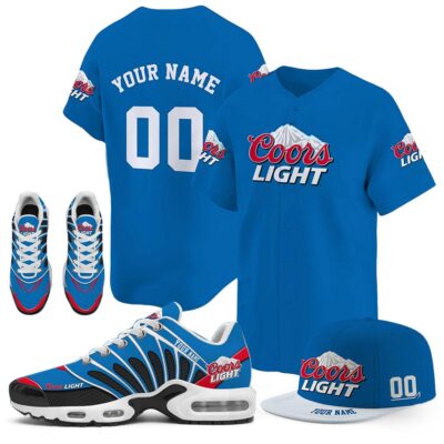 Combo Coors Light Custom Name Combo Jersey Sneakers And Hat