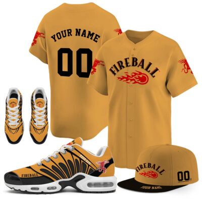 Combo Fireball Custom Name Combo Jersey Sneakers And Hat