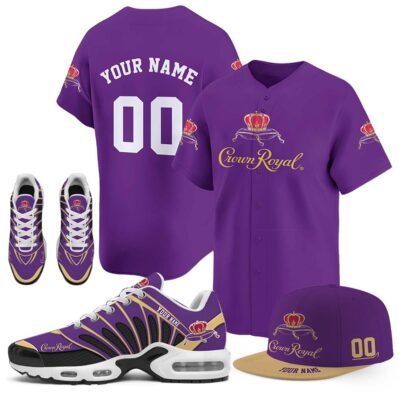 Combo Crown Royal Custom Name Combo Jersey Sneakers And Hat