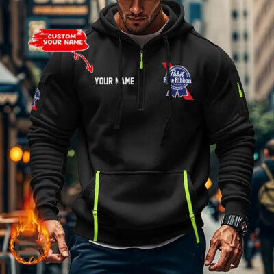 Personalized Pabst Blue Ribbon Exclusive Logo Hoodie Half Zipper Hoodie