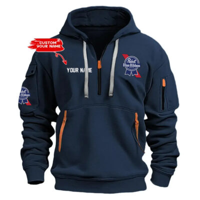 Personalized Pabst Blue Ribbon Exclusive Logo Hoodie Half Zipper Hoodie