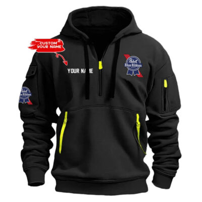 Personalized Pabst Blue Ribbon Exclusive Logo Hoodie Half Zipper Hoodie