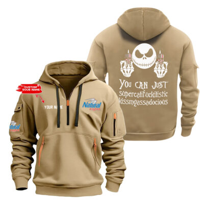 Personalized Natural Light Half Zipper Hoodie