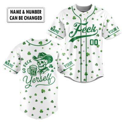 Personalized "Go Feck Yourself" St. Patrick's Day, Baseball Jersey