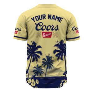 Personalized Coors Banquet Palm Tree Surfboard Baseball Jersey