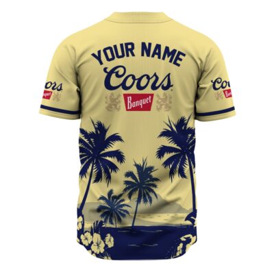 Personalized Coors Banquet Palm Tree Surfboard Baseball Jersey