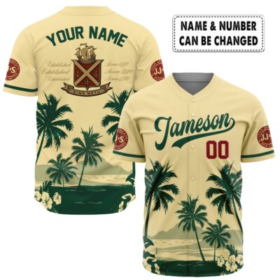 Personalized Coors Banquet Palm Tree Surfboard Baseball Jersey
