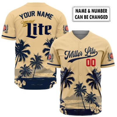 Personalized Coors Banquet Palm Tree Surfboard Baseball Jersey