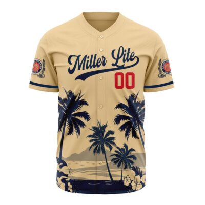 Personalized Coors Banquet Palm Tree Surfboard Baseball Jersey