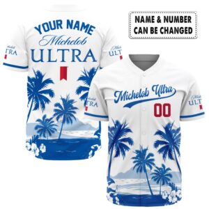 Personalized Coors Banquet Palm Tree Surfboard Baseball Jersey