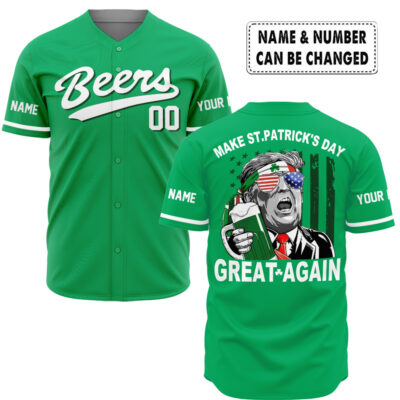 Personalized Make St.Patrick's Day Great Again Baseball Jersey